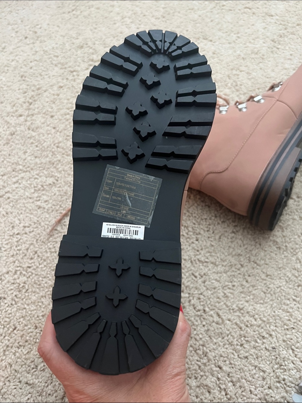 Torrid Blush Pink Nubuck Faux Suede Shearling Hiking Boots 9.5 W - Picture 6 of 7